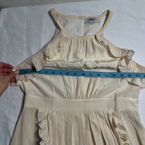 Tibi New York Ruffled Crepe de Chine Silk Halter Midi Dress Ivory White Size 10 - Picture 8 of 15
